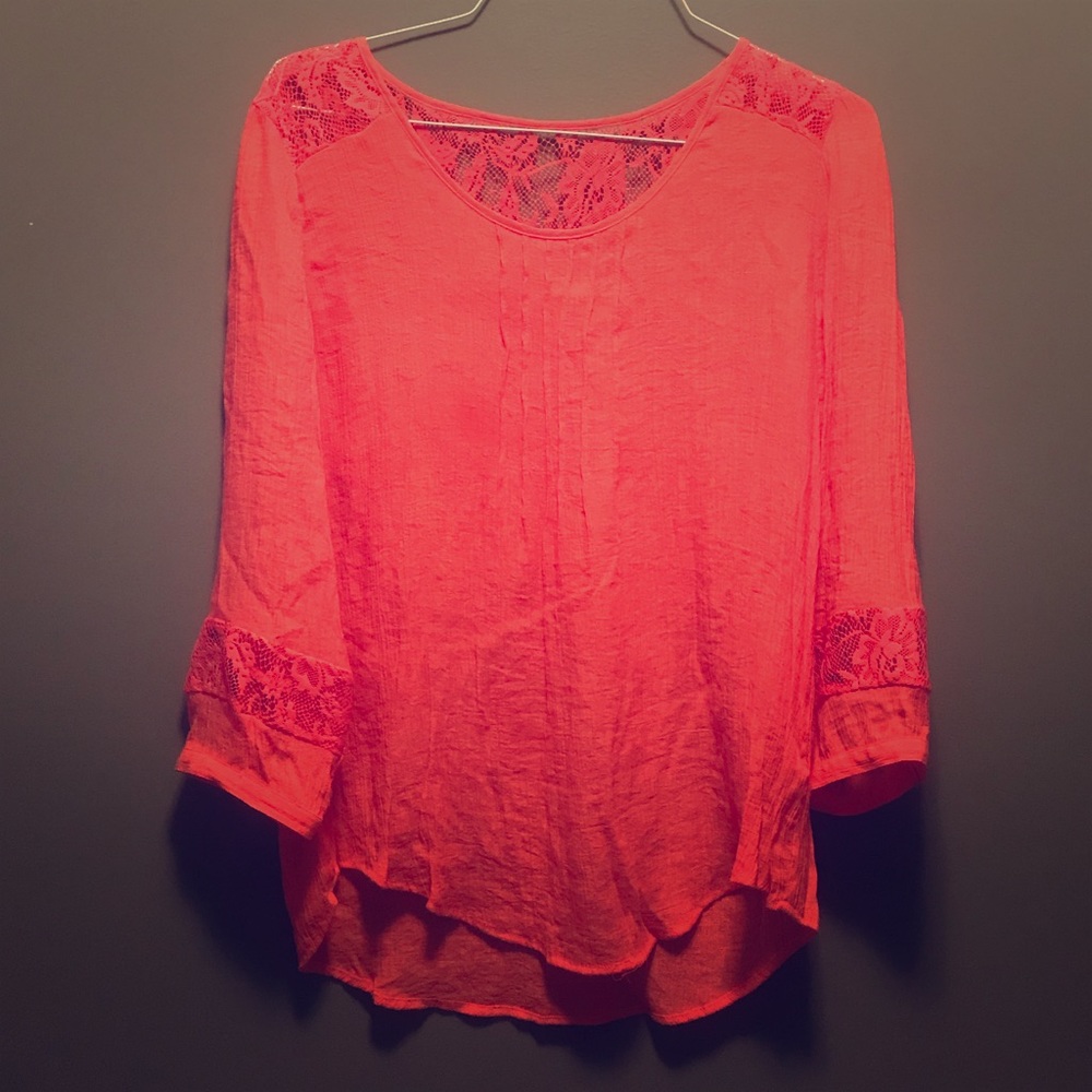 Coral Lace Blouse